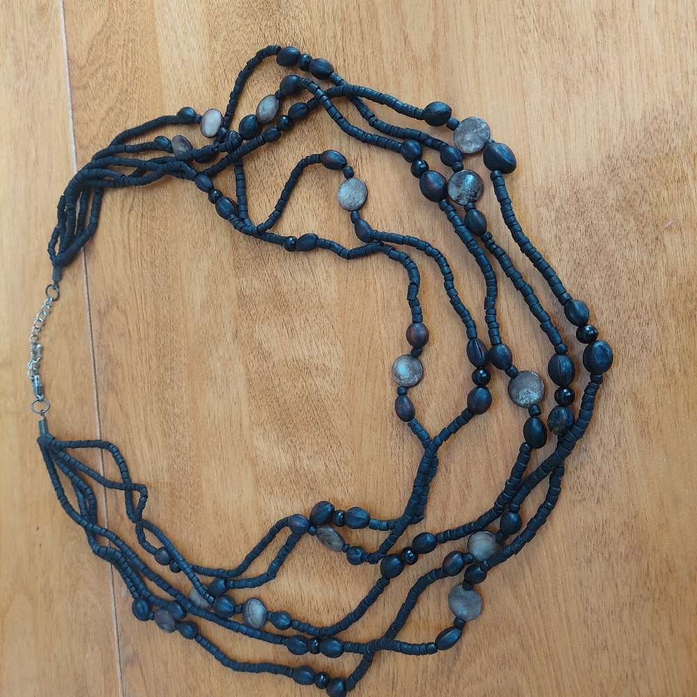 Black beaded necklace vintage